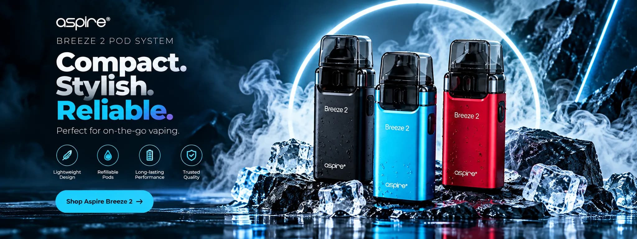 Aspire Breeze 2 pod system: Compact. Stylish. Reliable. Perfect for on-the-go vaping. Shop Aspire Breeze 2.